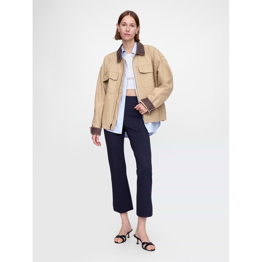Gap High Rise Double Knit Crop Kick Pants Navy L Petite Ponte Pull On